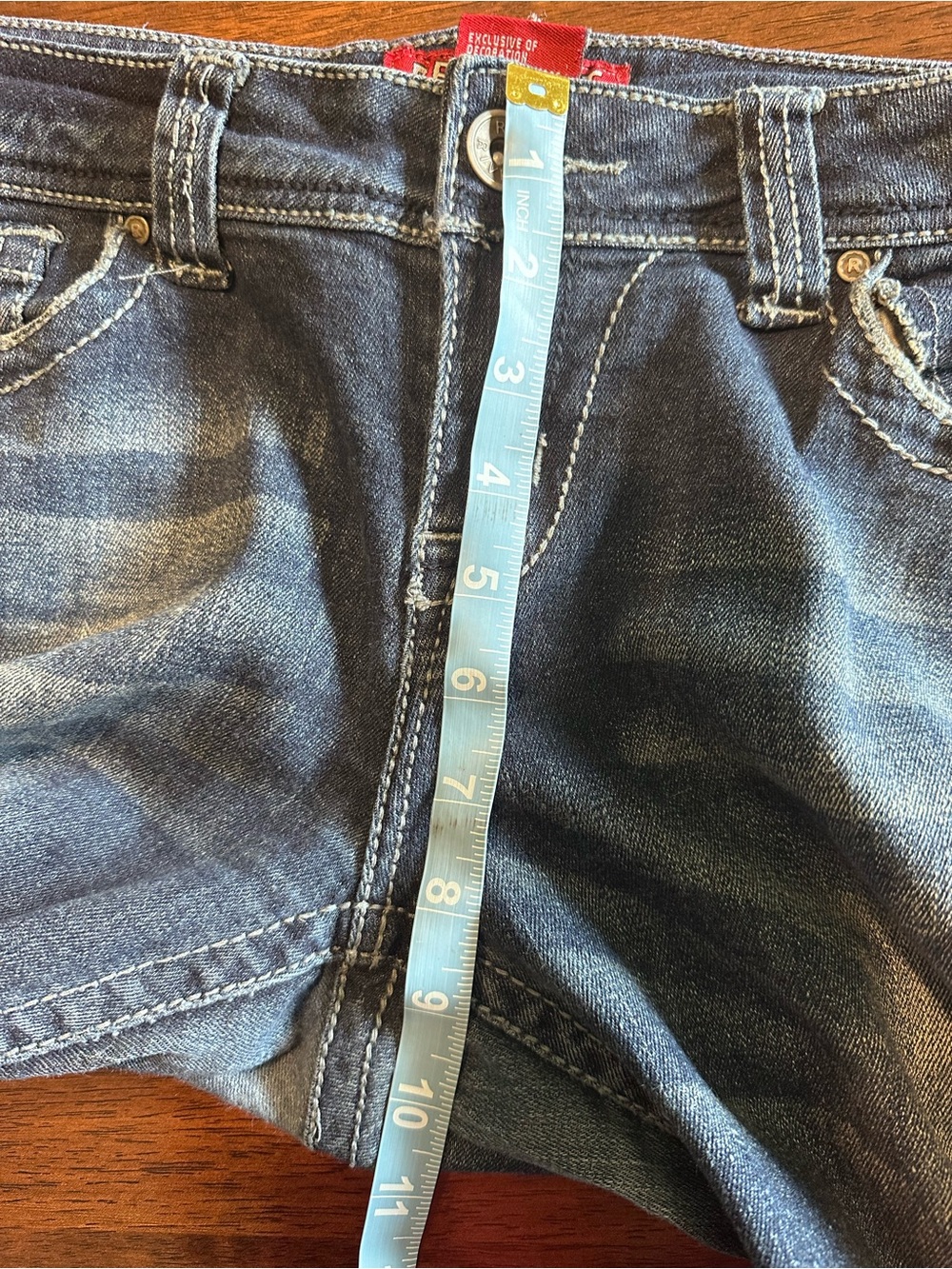 Red Rivet Size 13 Skinny Jeans Blue Denim Rhinestone Embellished Pockets Y2K - Picture 12 of 13